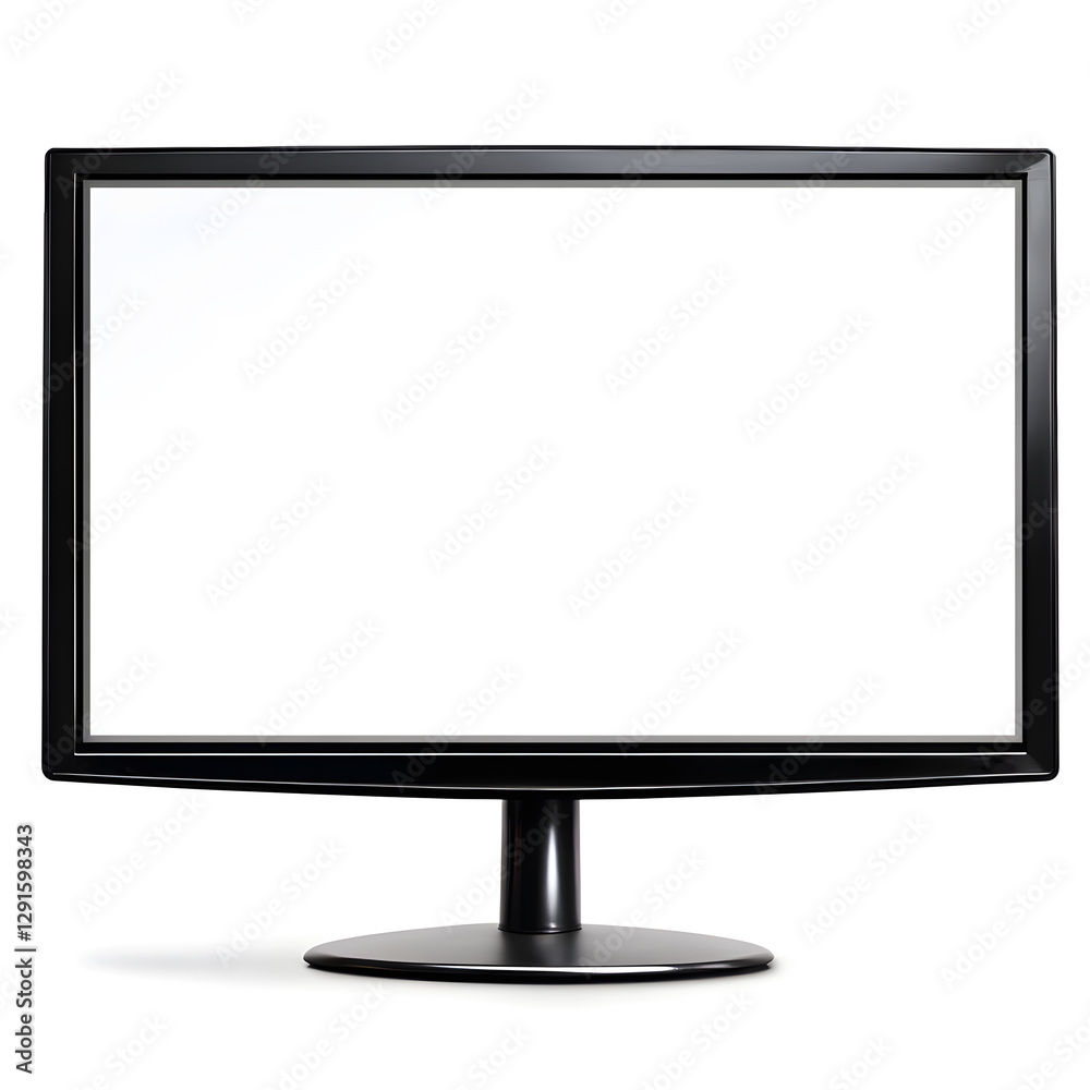 Blank White Flatscreen Display on Isolated Background Blank White Flatscreen Display on Isolated Background