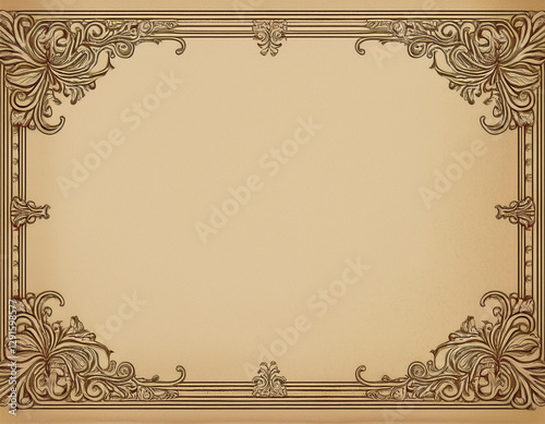 vintage frame borders on sepia paper background
