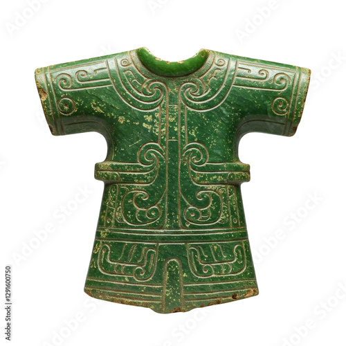 Sculpted jade burial suit fragment from a lost civilization.