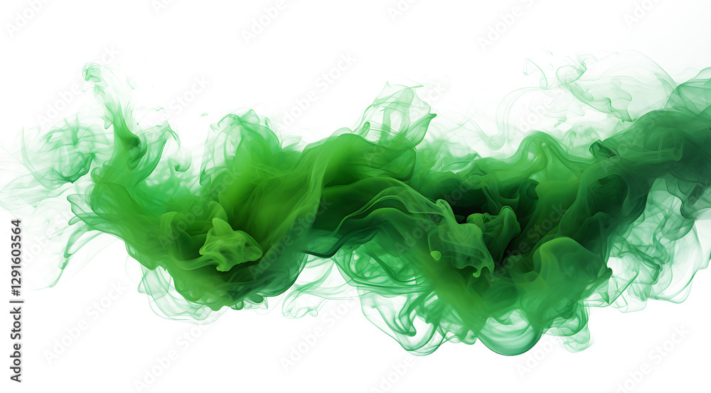 Abstract Green Smoke Swirls with Soft Flowing Motion on transparent background Abstract Green Smoke Swirls with Soft Flowing Motion on transparent background
