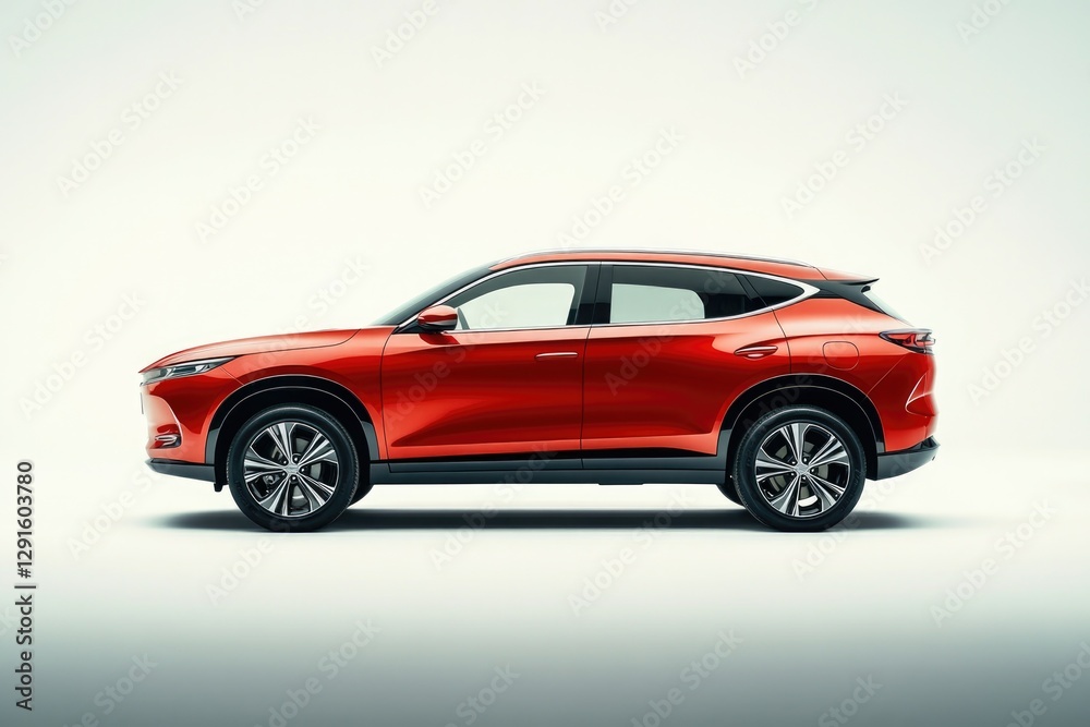 Sleek, modern SUV showcasing vibrant red finish and dynamic prof Sleek, modern SUV showcasing vibrant red finish and dynamic prof