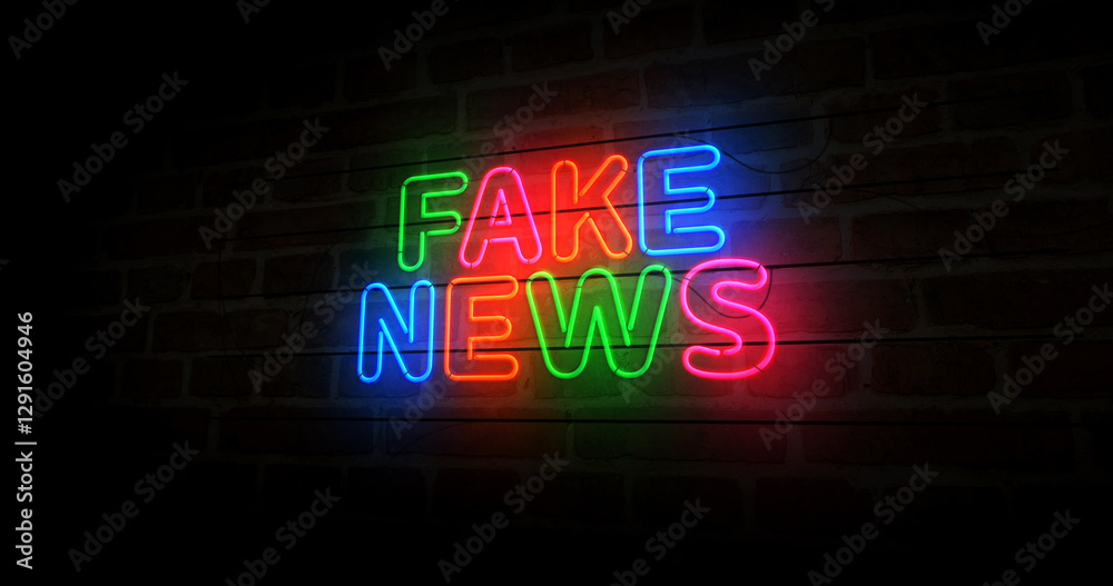 Fake news neon light 3d illustration Fake news neon light 3d illustration