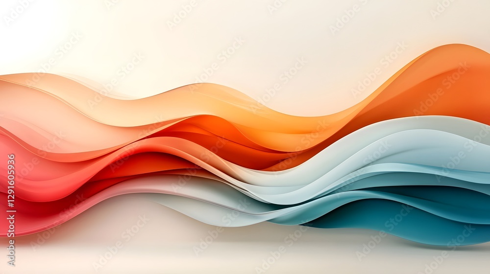 Holographic Iridescent Color Waves   Sleek Modern Abstract Art with Neutral Center Space  A visually captivating and mesmerizing digital rendering featuring fluid dynamic waves of vibrant