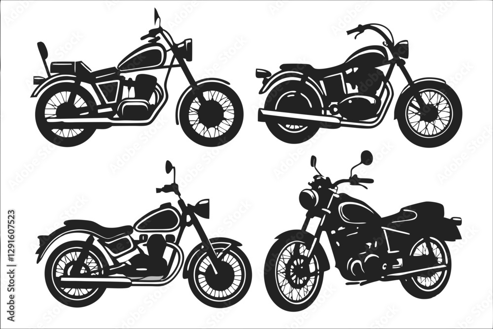 Obraz premium set of Motorbike silhouette vector illustration