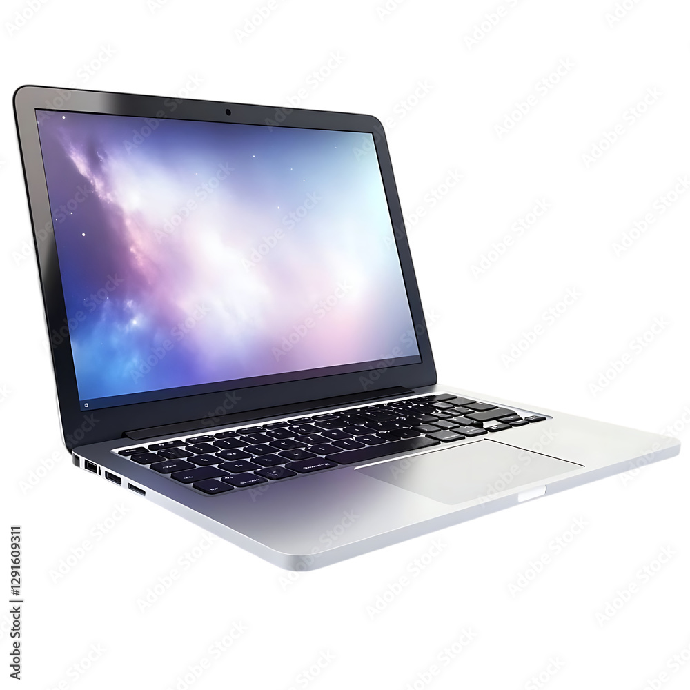 Modern laptop with nebula background Modern laptop with nebula background