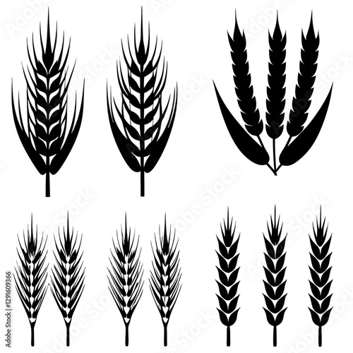 wheat ears set