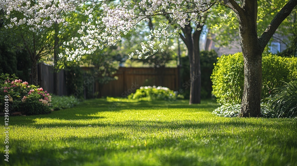 Springtime home surrounded by lush greenery and blooming trees, embodying serene natural beauty. Springtime home surrounded by lush greenery and blooming trees, embodying serene natural beauty.