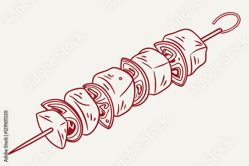 Elegant Kebab Line Drawing Design