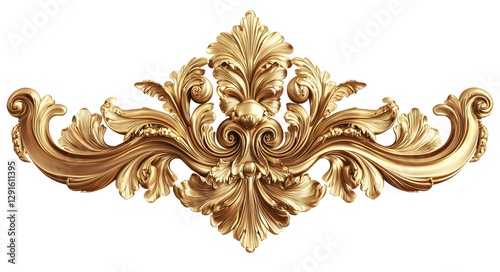 Golden Baroque ornament with elegant acanthus leaves. Magnificent Baroque ornament.