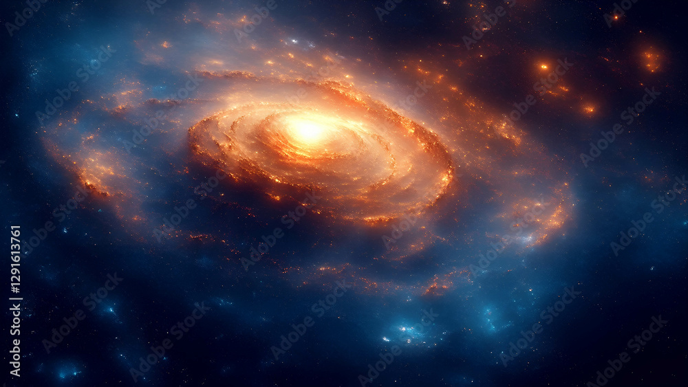 Fototapeta premium A dreamy galaxy-inspired digital artwork with swirling deep-space nebulas, glowing stars, and a cosmic explosion effect