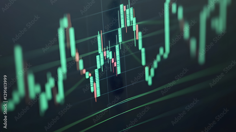 Modern Stock Market Chart Background with Candlestick Lines