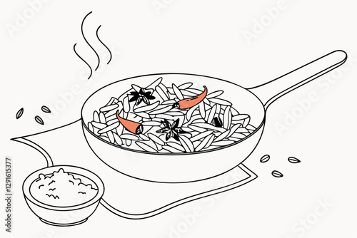 Stunning Line Drawing of Biryani Art