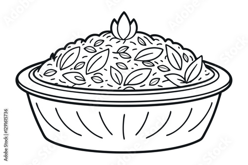 Stunning Line Drawing of Biryani Art