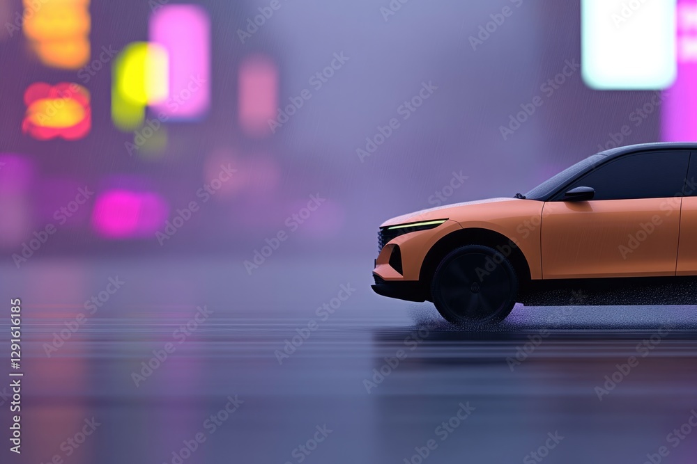 custom made wallpaper toronto digitalSleek car silhouette stands out amidst vibrant neon cityscape at