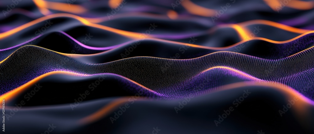 Fototapeta premium 3d mountain landscape with purple and orange patterns for modern digital backgrounds
