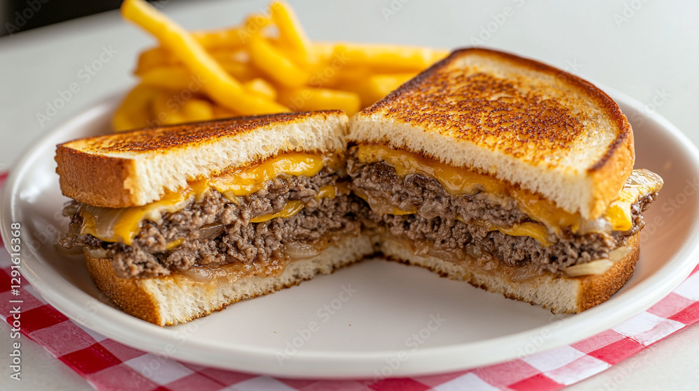 Delicious grilled cheese steak sandwich with melted cheese and onions hot food meal meat tasty lunch Delicious grilled cheese steak sandwich with melted cheese and onions hot food meal meat tasty lunch