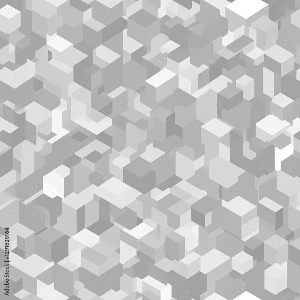 Fototapeta premium A mesmerizing background featuring interlocking 3D cubes in shades of gray and white, creating a hypnotic optical illusion effect. The seamless pattern adds a futuristic and abstract touch