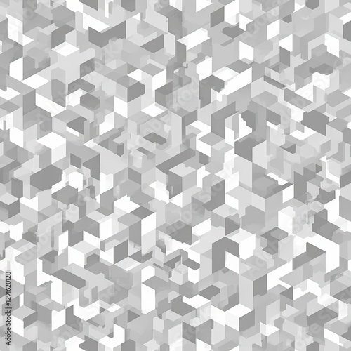 A mesmerizing background featuring interlocking 3D cubes in shades of gray and white, creating a hypnotic optical illusion effect. The seamless pattern adds a futuristic and abstract touch