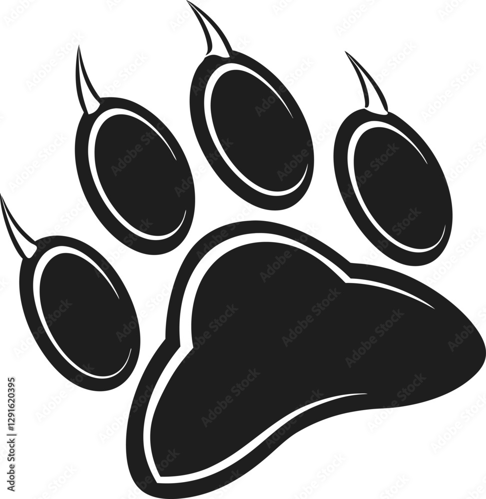 Black Paw Print Silhouette Icon – Vector Illustration on White Background Black Paw Print Silhouette Icon – Vector Illustration on White Background