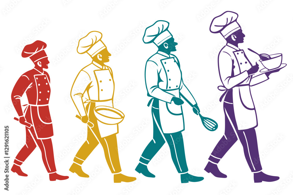 Naklejka premium set of Chef silhouette vector illustration