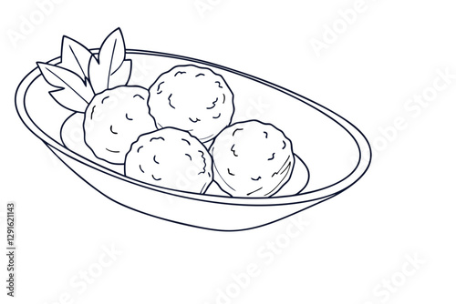 Meatball Line Drawing Illustration
