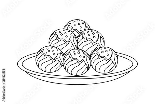 Meatball Line Drawing Illustration