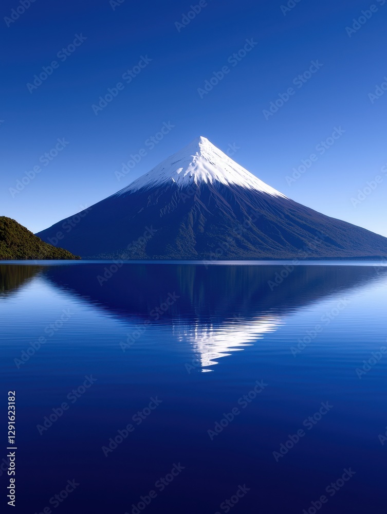 Breathtaking mountain reflection in serene blue lake under clear sky. Breathtaking mountain reflection in serene blue lake under clear sky.