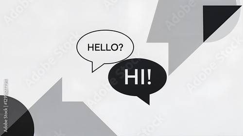 Dialogue Illustration: Hello and Hi in Speech Bubbles