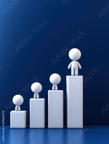 Growth concept illustrated with figures on ascending bars representing success.