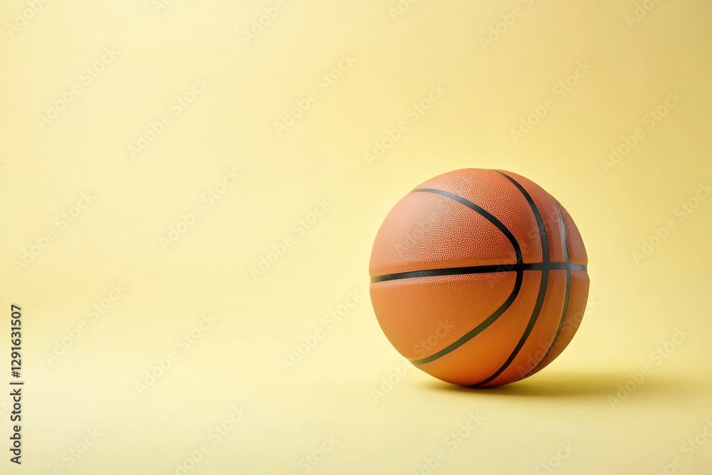 Fototapeta premium A basketball sitting on a yellow background ready for action