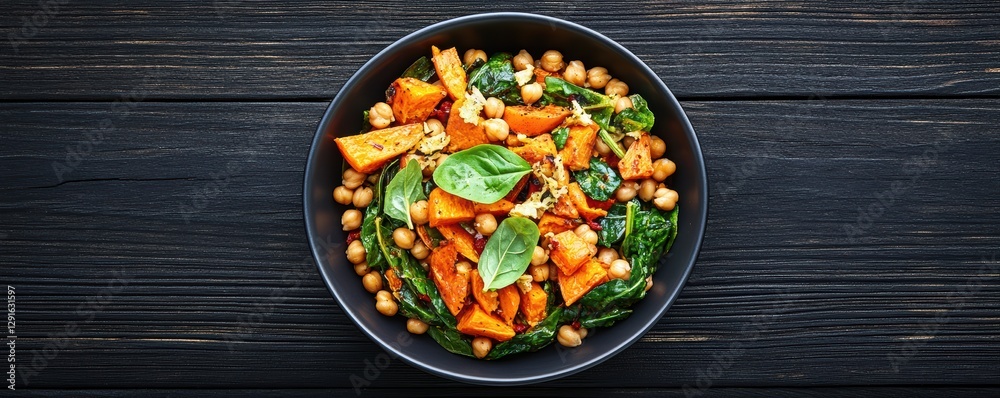Overhead Shot of Colorful Plant-Based Buddha Bowl with Vegetables Overhead Shot of Colorful Plant-Based Buddha Bowl with Vegetables