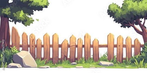 wooden fence on white background