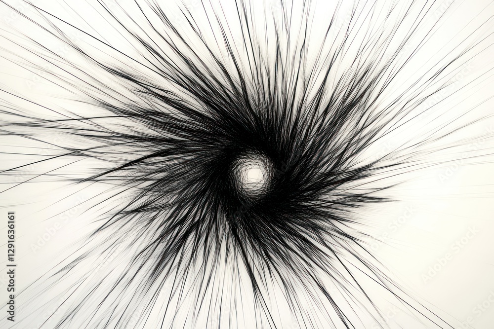 Obraz premium Abstract Black Lines Radiating from a Central Point on White Background