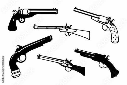 set of Guns silhouette vector illustration