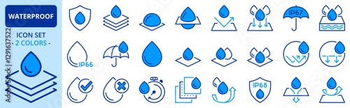 Icons in two colors about waterproof and absorbency