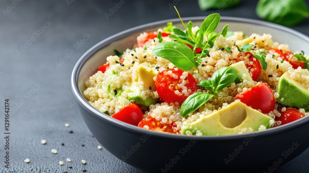 Vibrant Quinoa Salad Bowl with Avocado and Cherry Tomatoes Vibrant Quinoa Salad Bowl with Avocado and Cherry Tomatoes