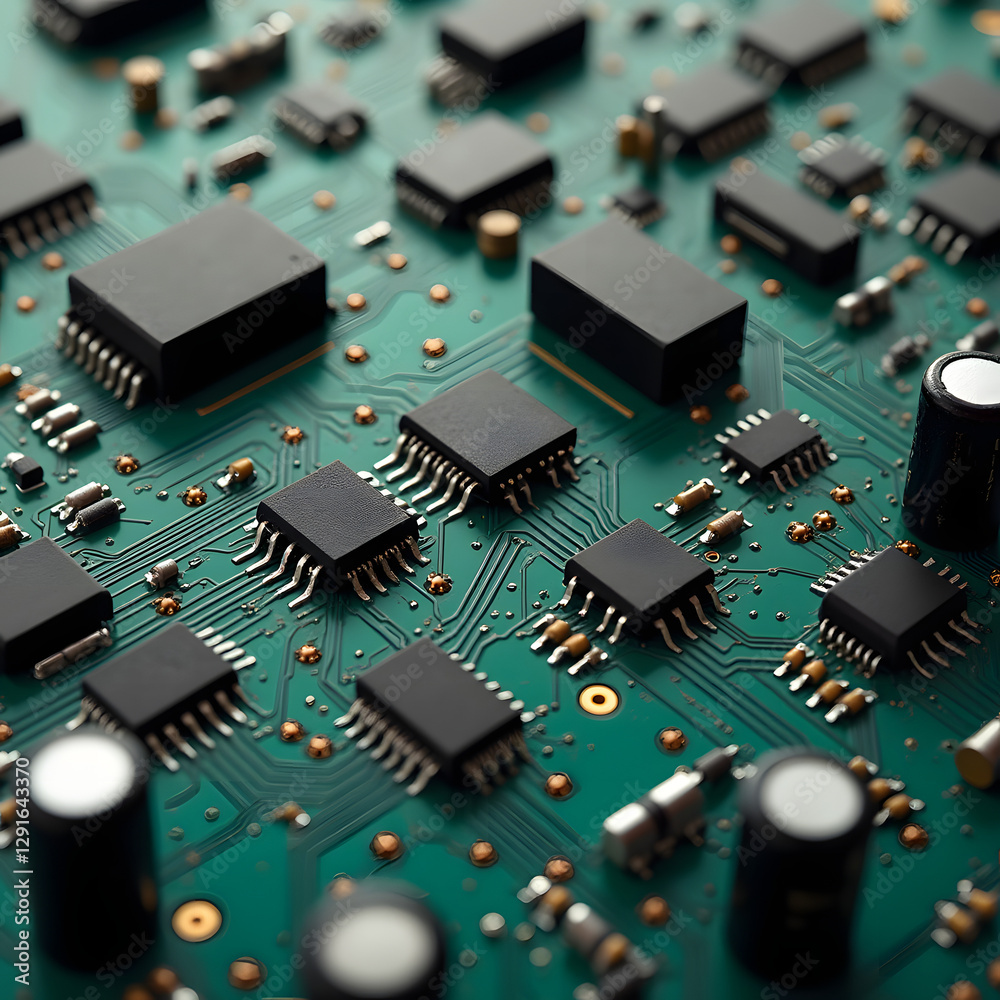 High-Power Transistor PCB Macro with Large Capacitors and Advanced Power Control Components for Efficient Electronics Design High-Power Transistor PCB Macro with Large Capacitors and Advanced Power Control Components for Efficient Electronics Design