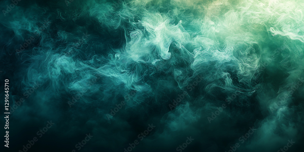 Obraz premium Mysterious green smoke swirling against a dark background creates a captivating abstract visual