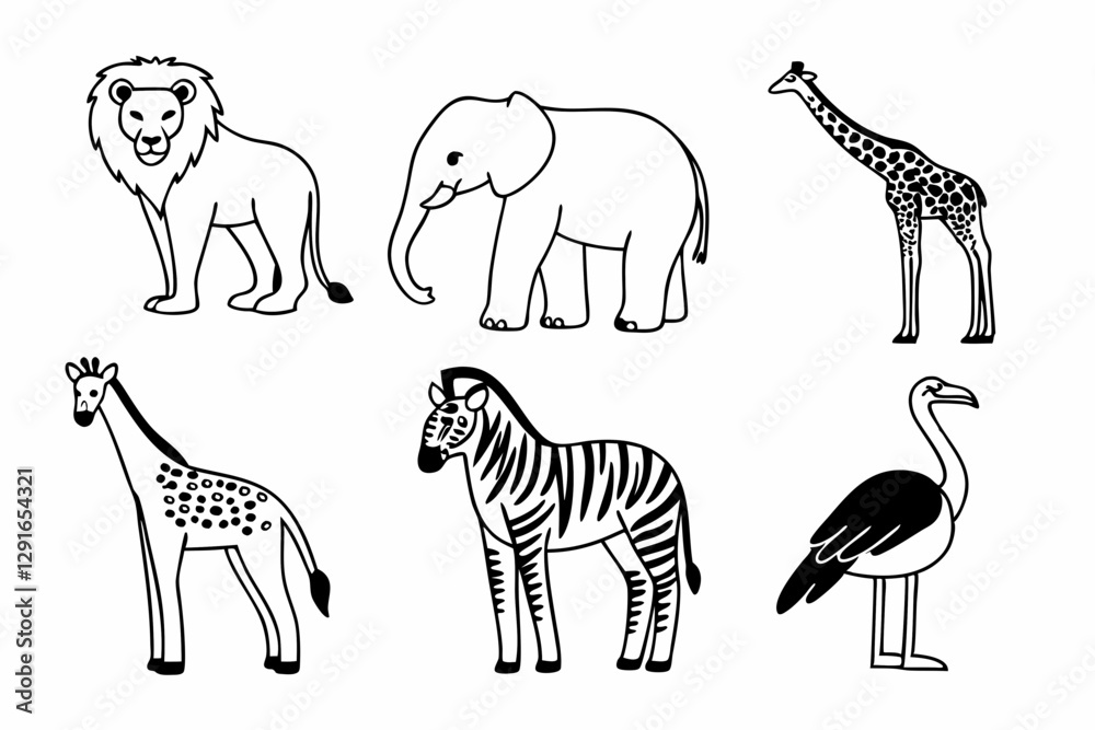 Obraz premium Animals silhouette vector illustration