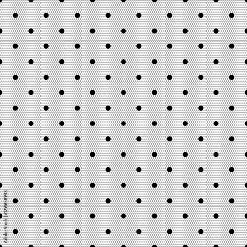 Simple lace seamless pattern in fine mesh and dots. Minimalist Vector Illustration