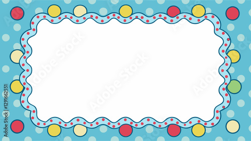 Playful polka dot border frame repeat pattern. Ideal for baby showers, birthday invites, or whimsical stationery designs. Surface pattern design