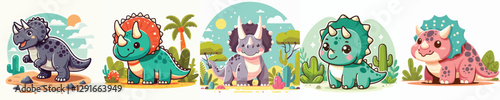 cute and adorable Triceratops vector