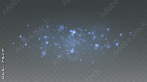 Bokeh light effect background, christmas blue dust, festive glitter dust for banners, cards, advertisement. Christmas glowing dust background png, vector.