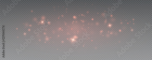 Bokeh light effect background, christmas red dust, festive glitter dust for banners, cards, advertisement. Christmas glowing dust background png, vector.