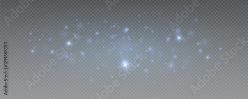 Bokeh light effect background, christmas blue dust, festive glitter dust for banners, cards, advertisement. Christmas glowing dust background png, vector.	
