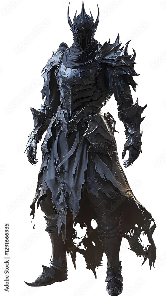 Fototapeta premium Epic battle armor clad warrior dark fantasy realm concept art digital illustration ground level power and valor
