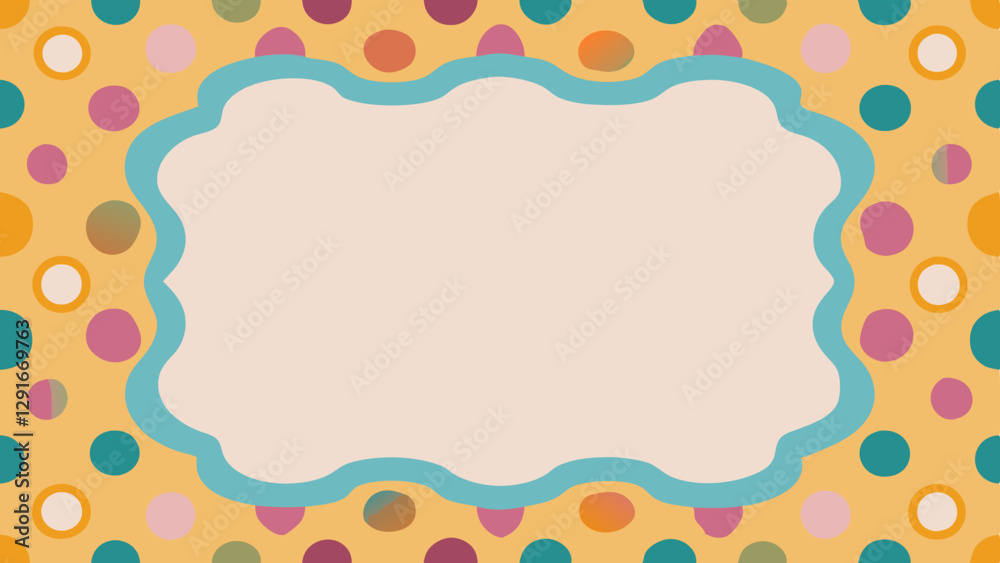 Playful polka dot border frame repeat pattern. Ideal for baby showers, birthday invites, or whimsical stationery designs. Surface pattern design