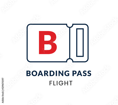 Boarding Pass line Icon Set . Flight related   . Vector Illustration