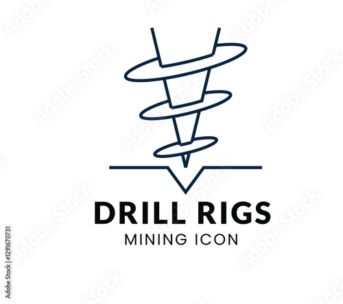 Drill Rigs line Icon Set .  Mining Vehicle   . Vector Illustration