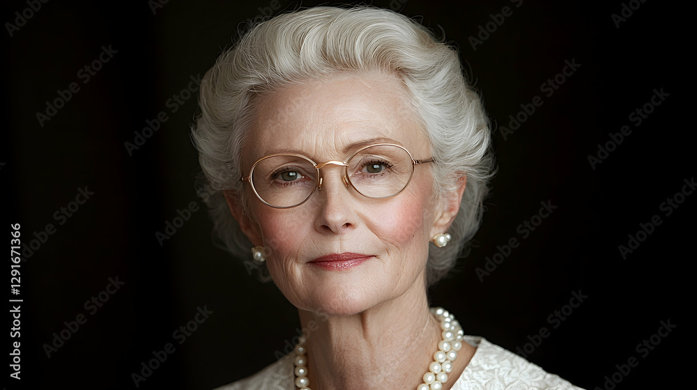 Elegant senior woman portrait, studio shot, dark background, professional headshot Elegant senior woman portrait, studio shot, dark background, professional headshot